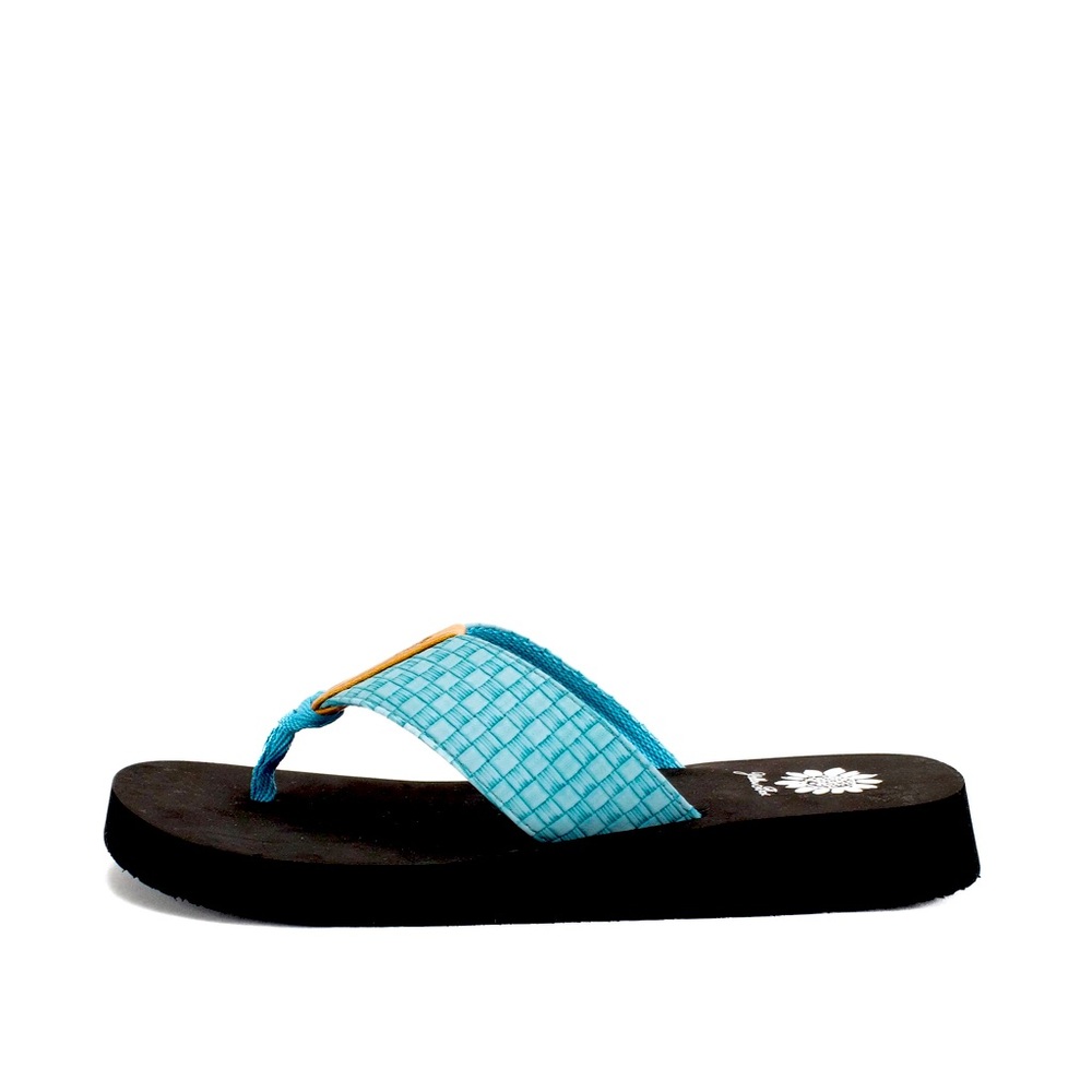 YELLOW BOX FLINGE DENIM Flip Flop sandals MEDIUM WIDTH NEW IN BOX